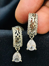 Beautiful American Diamond White Color Unique Designed Earrings Nar Me