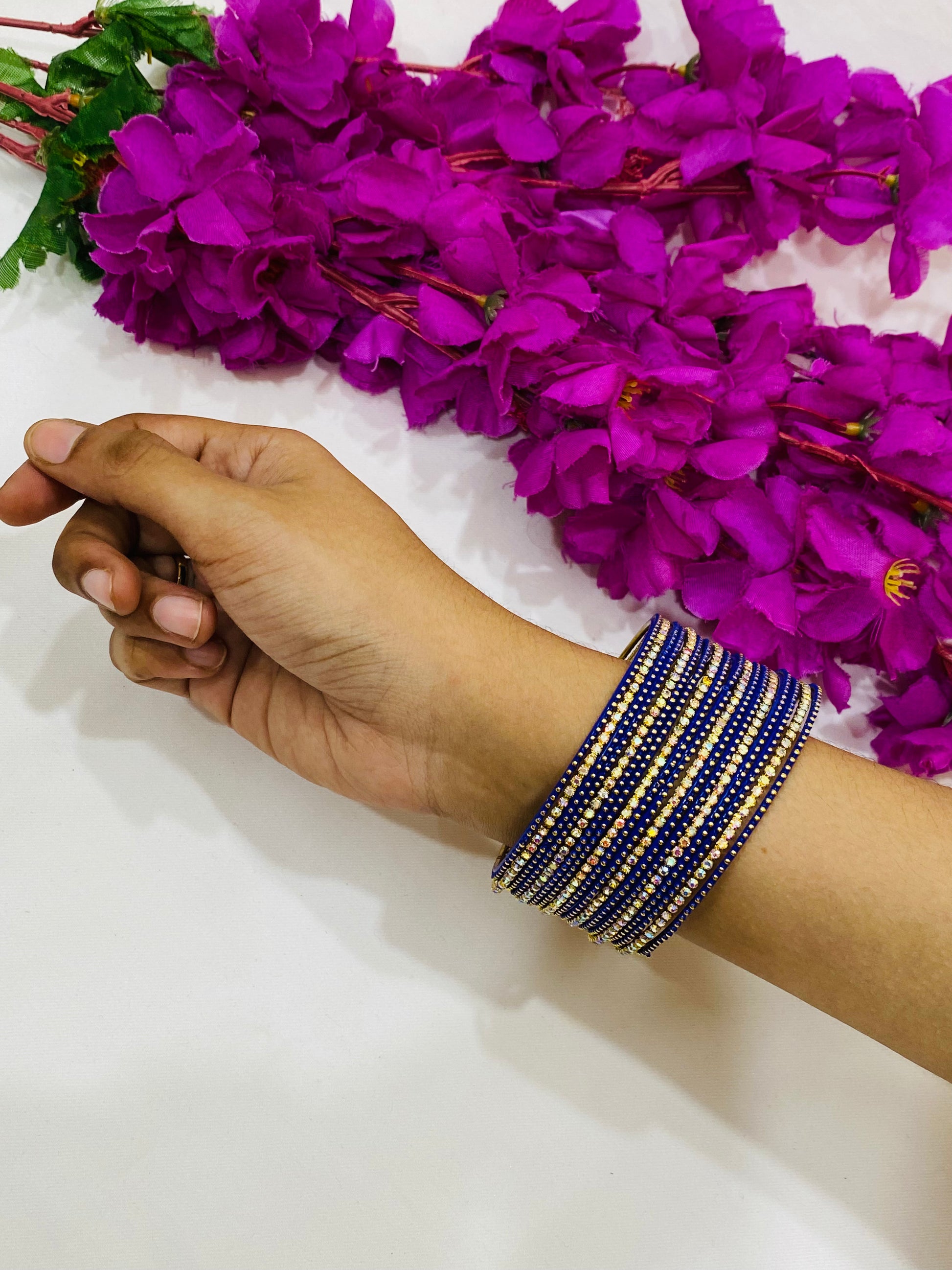 Graceful Blue Colored Metal Bangles With Stone In Chandler