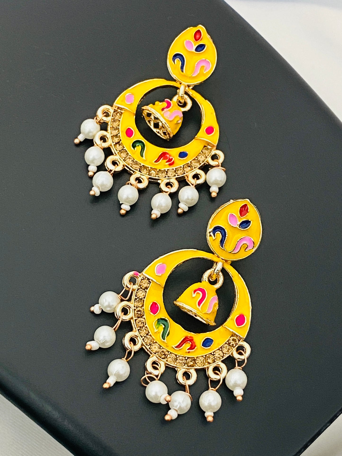 Beautiful Earrings Set With Enamel Coated