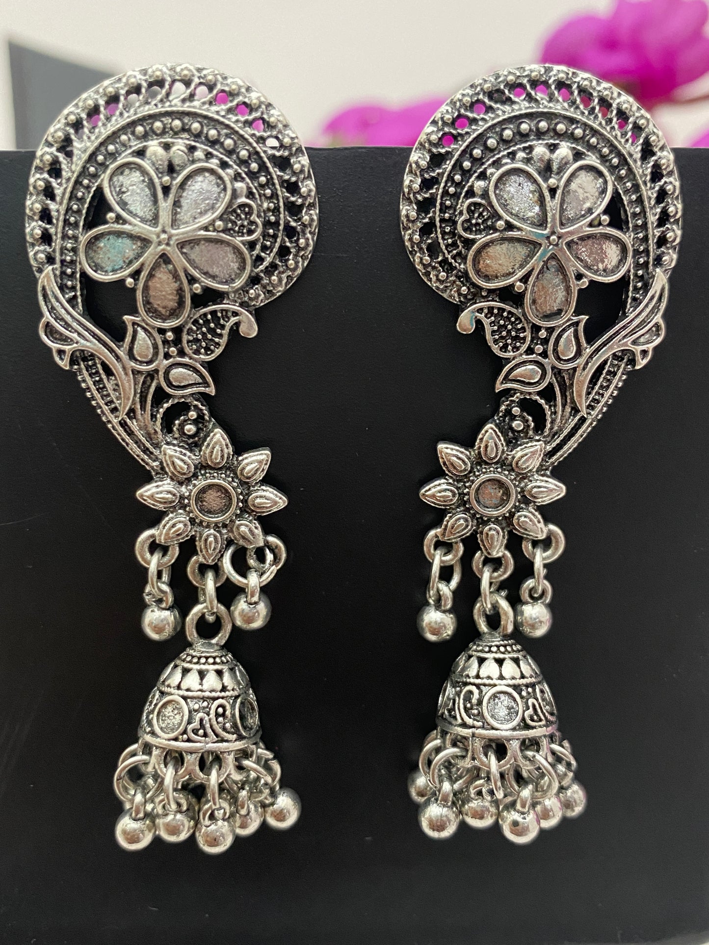 Oxidised Long Earrings