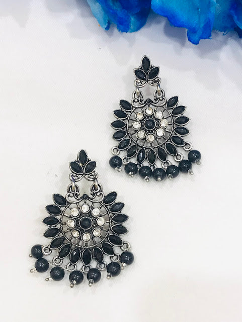 Black Color Oxidized Earrings In Yuma