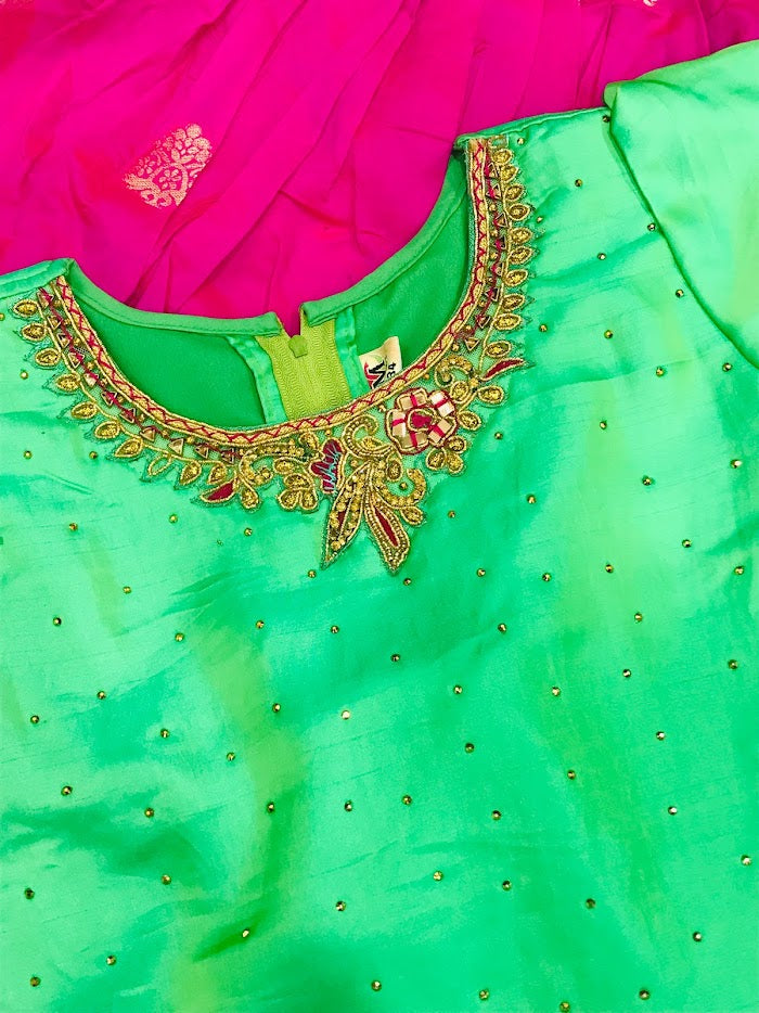 Dazzling Stone Work Lehenga For Girls In Happy Jack