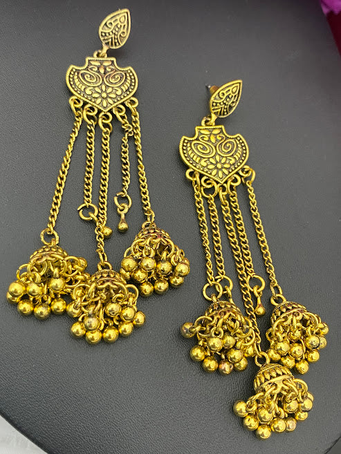 Oxidized Gold Fancy Earrings