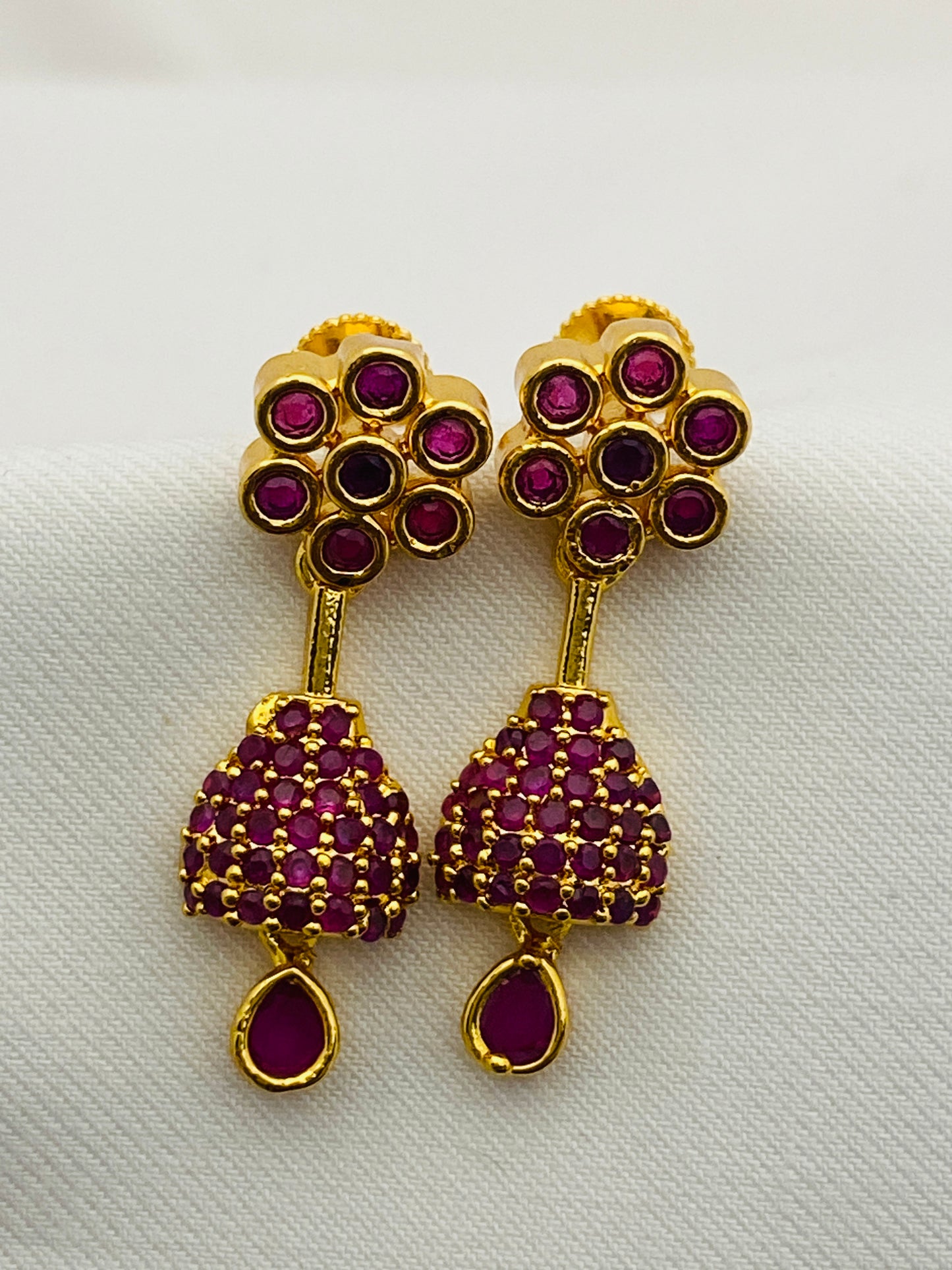 Ruby Color Necklace With Earring Sets In USA