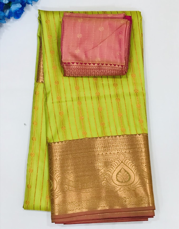 Alluring Lime Green Color Pure Kanchi Silk Saree For Women