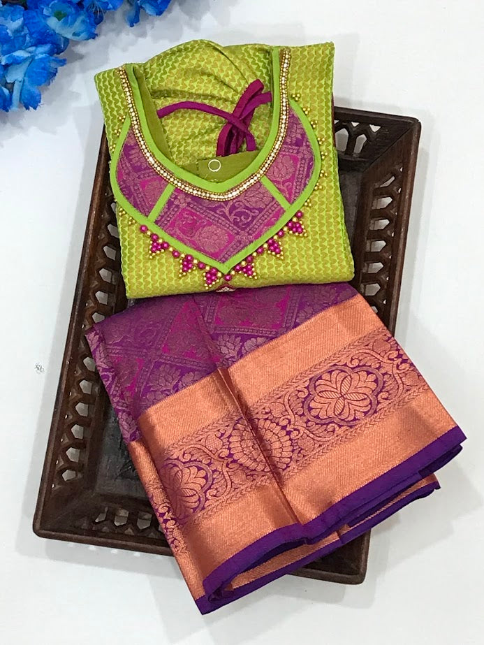 Green Color Silk Langa Sets In USA