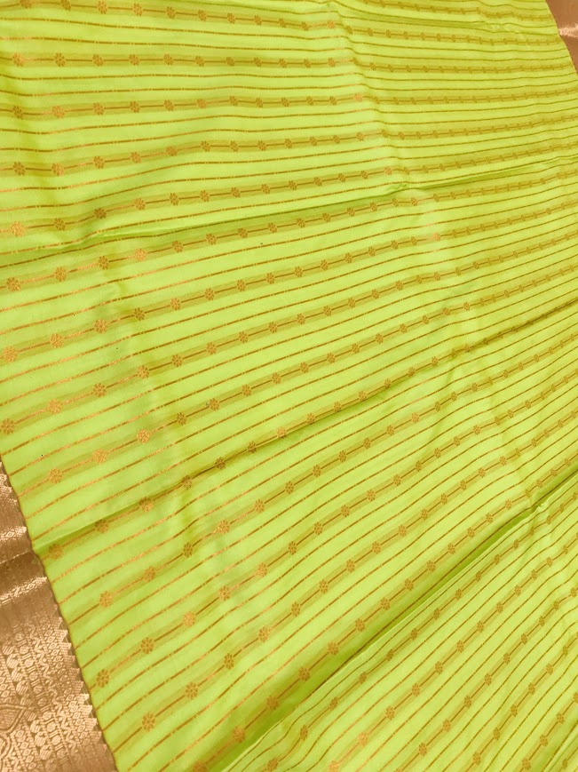 Lime Green Color Pure Kanchi Silk Saree In Mesa