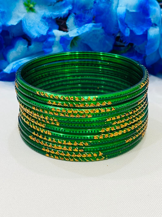 Gorgeous Green Color Glass Bangles For Women