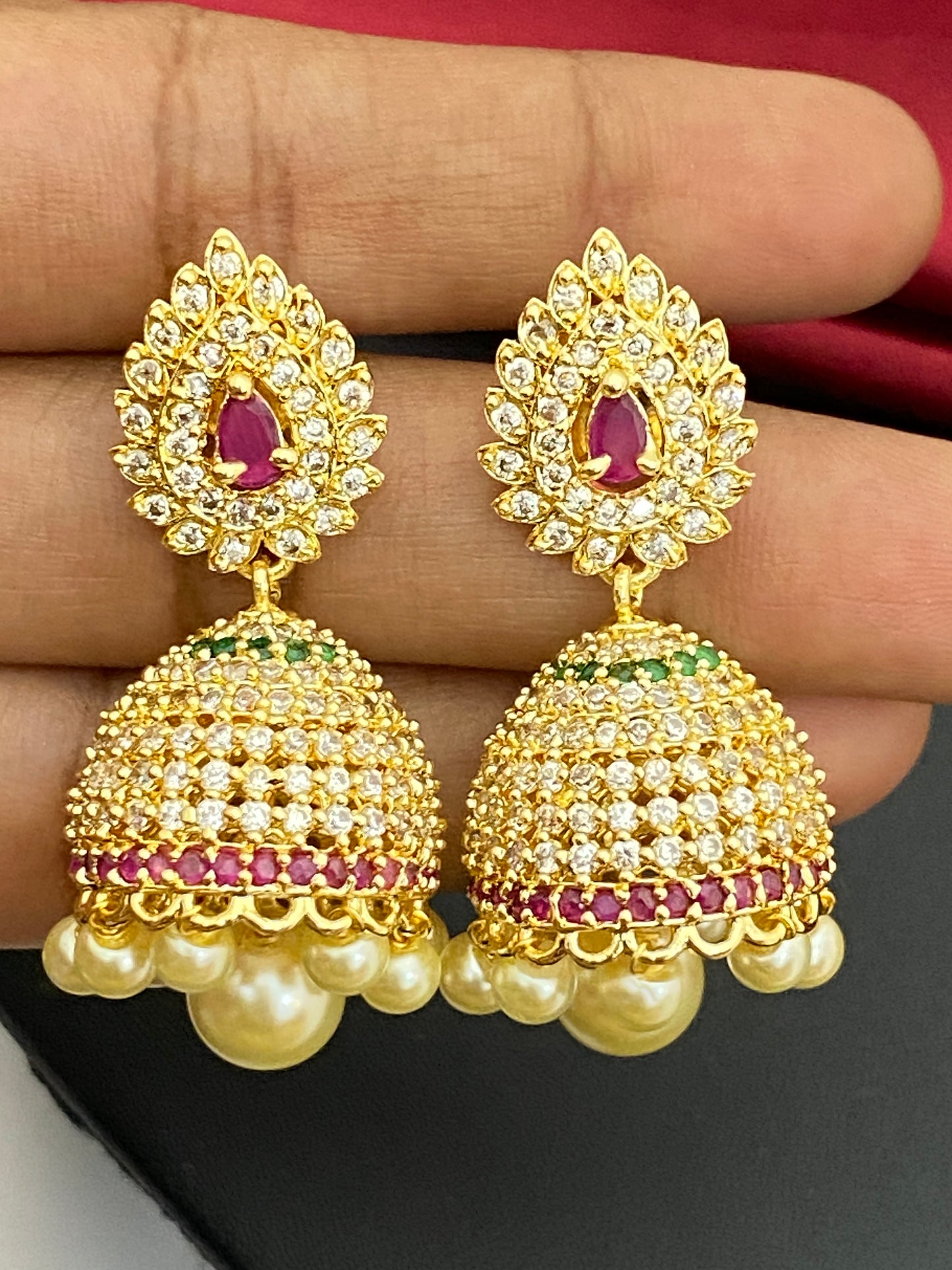 Splendid Traditional Wear Gold plated Jhumka Earrings Near Me