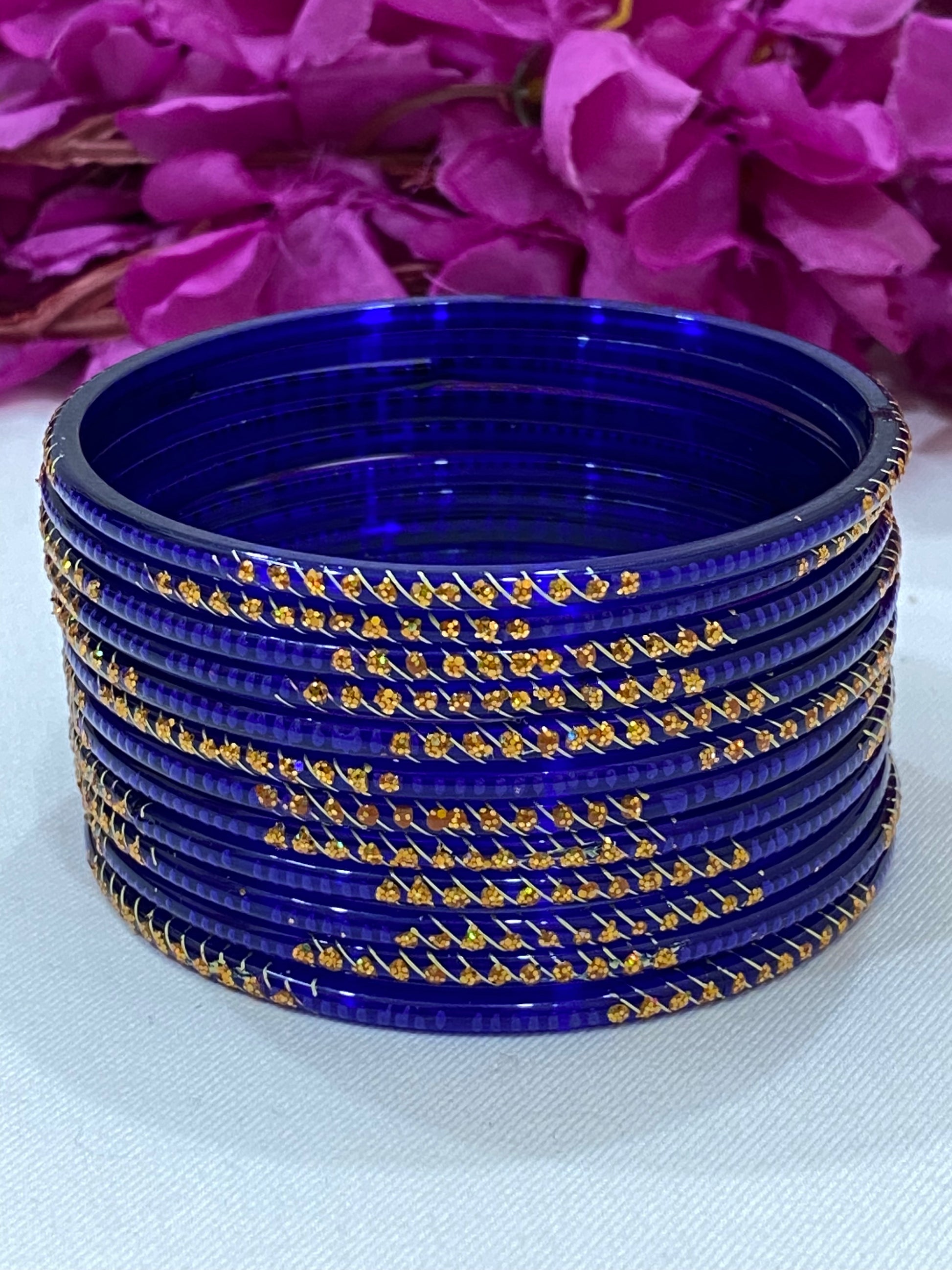 Beautiful Blue Color Unique Design Glass Bangles For Women