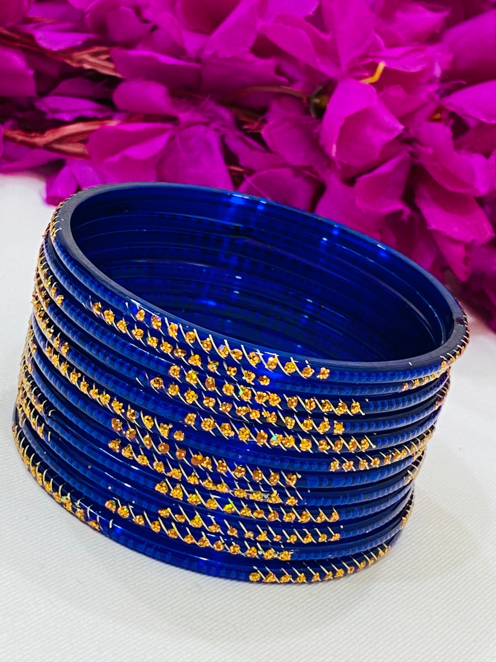 Alluring Blue Color Unique Design Glass Bangles In Sedona