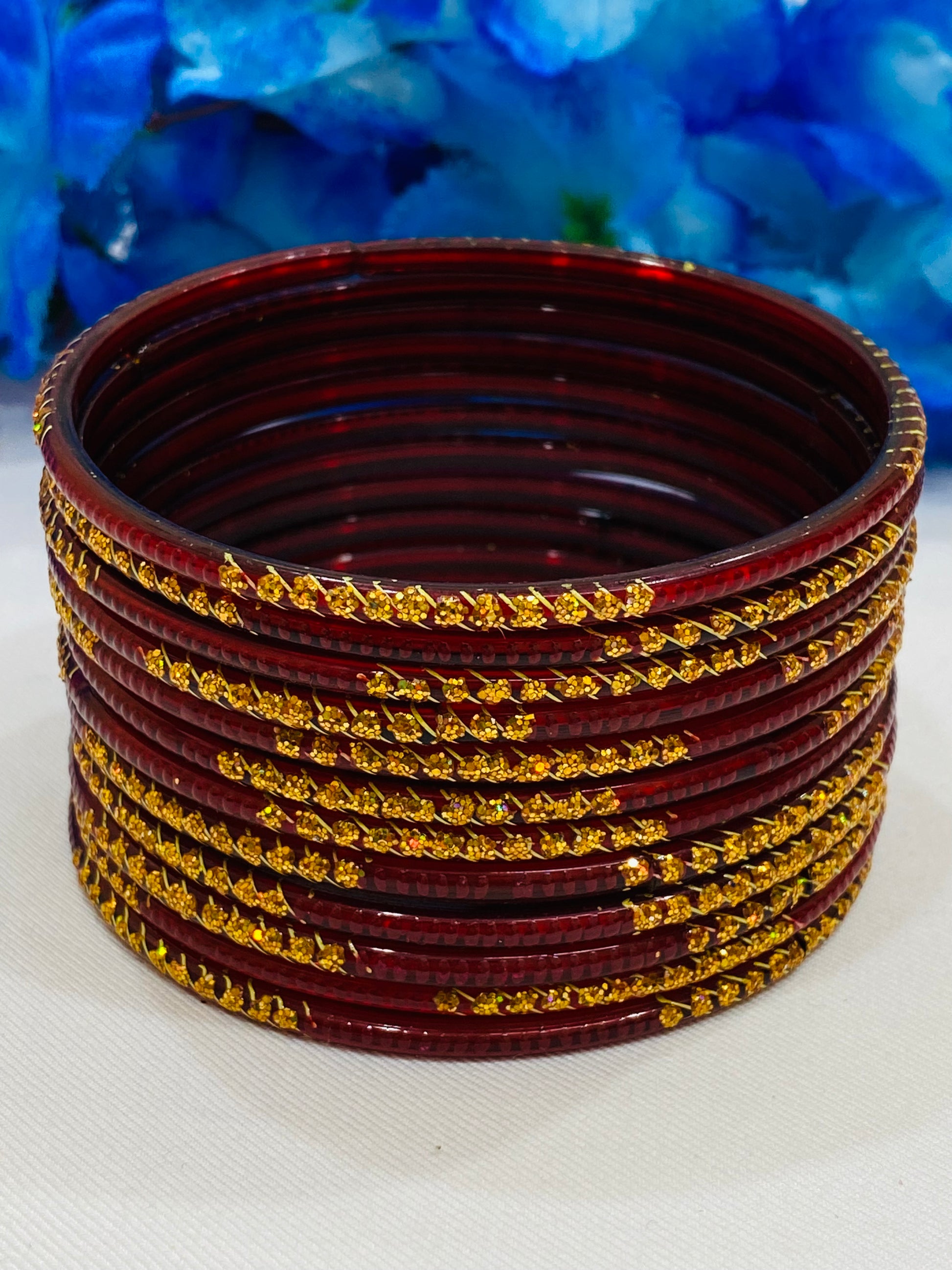 Charming Maroon Color Traditional Glass Bangles For Women