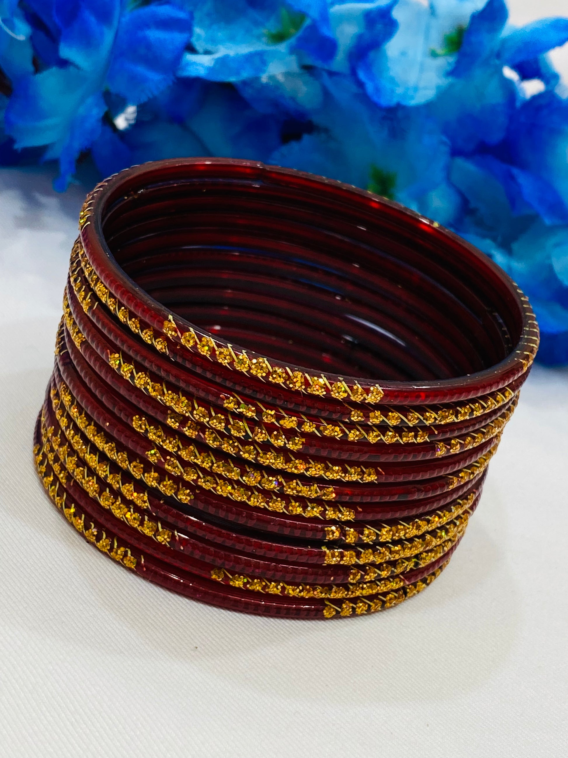 Beautiful Maroon Color Traditional Glass Bangles In Tempe