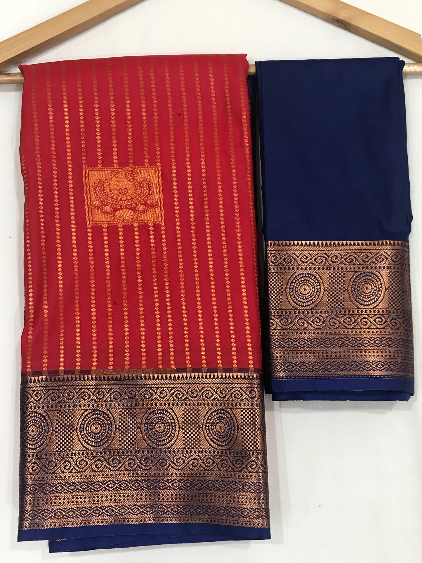 Pure Kanchi Soft Silk Blue And Gold Border Saree For Women In USA