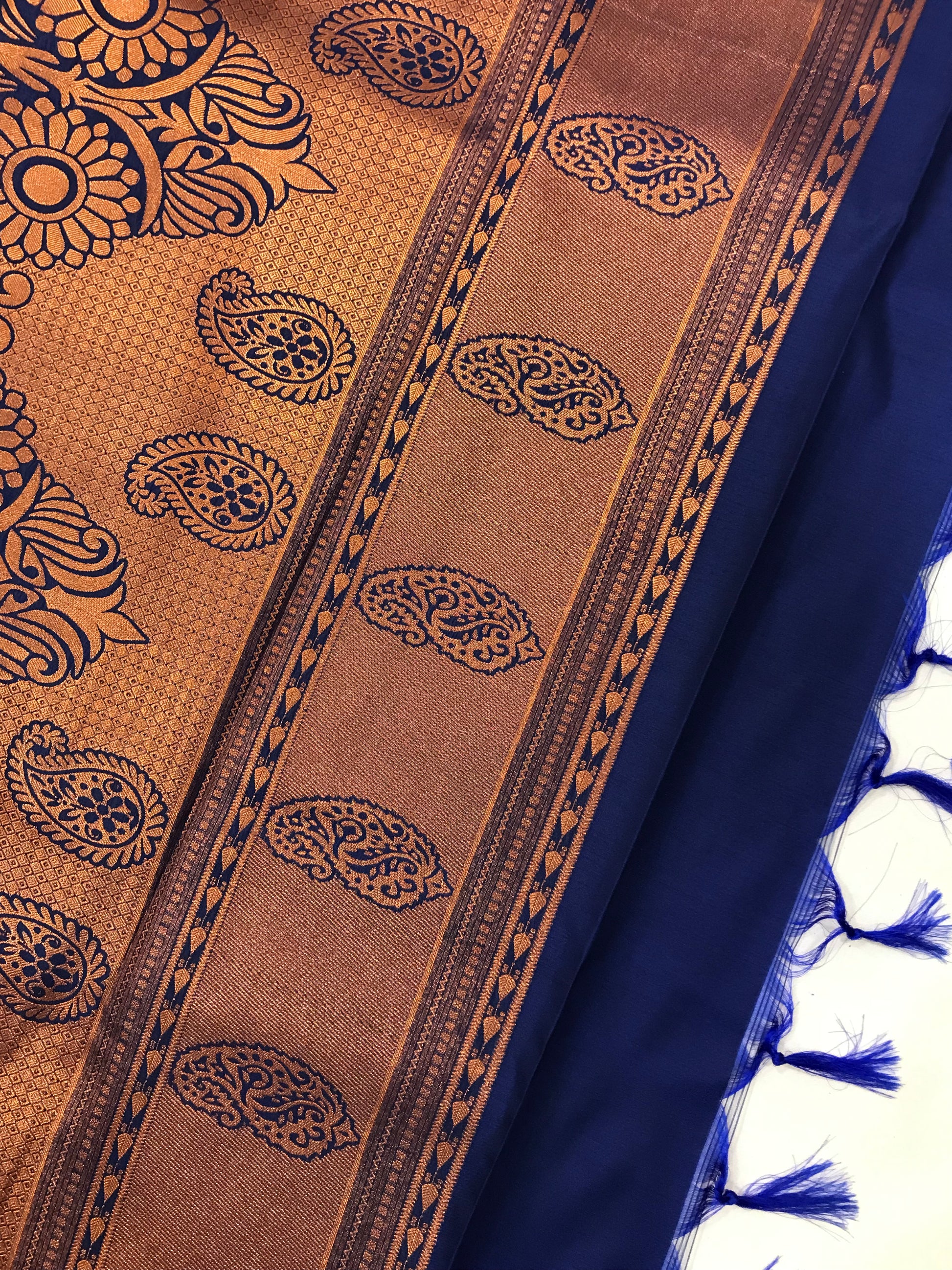 Soft Silk Blue And Gold Border Saree In Phoenix