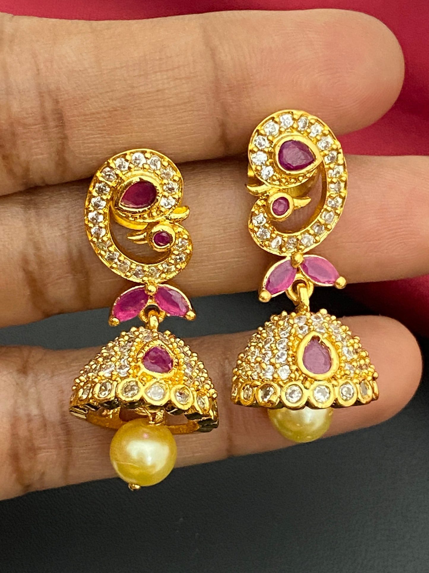 Ruby Stoned Jhumka Earrings Near Me