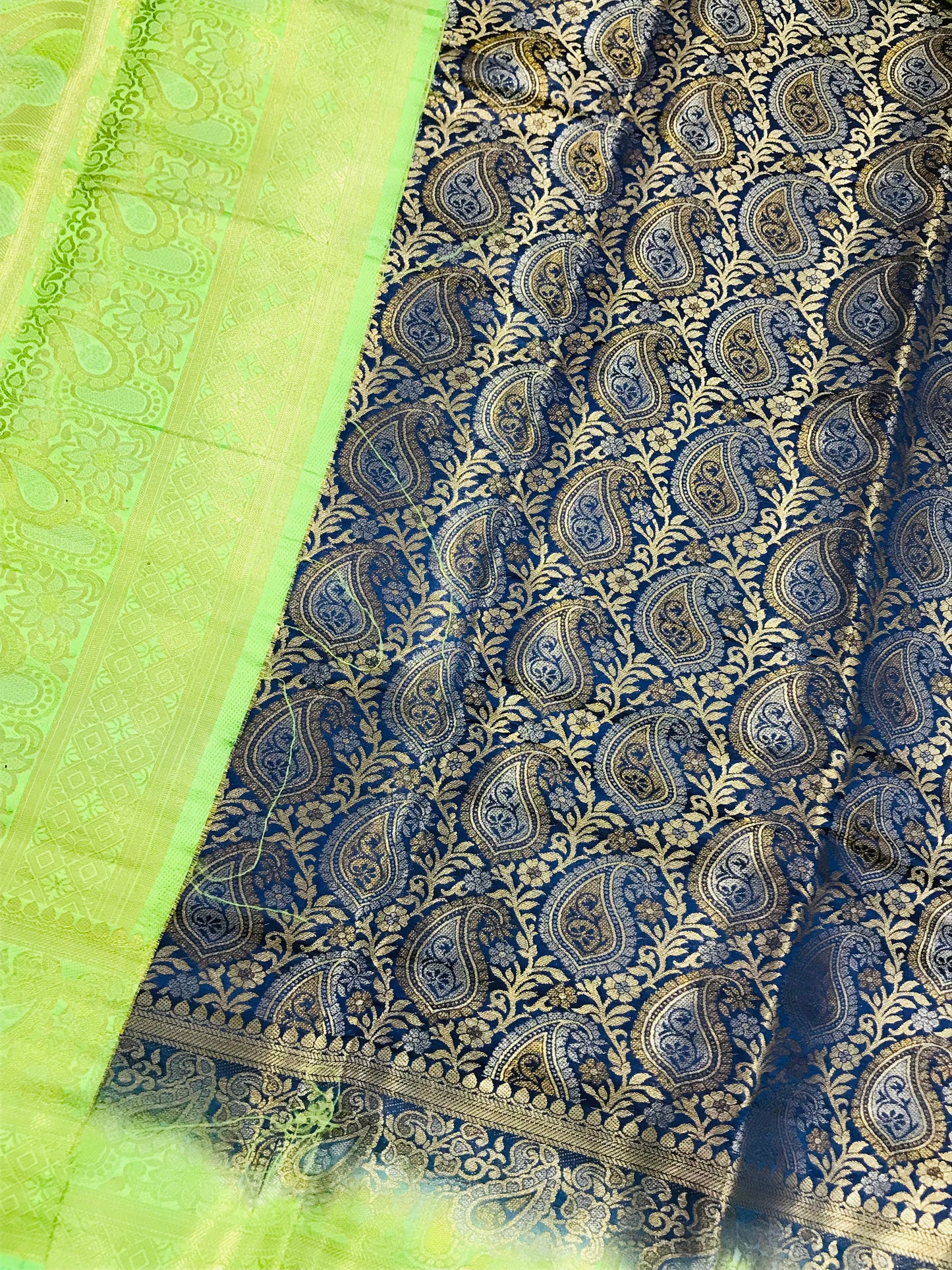 Attractive Blue Color Banarasi Soft Silk Saree With Contrast Green Border In Phoenix