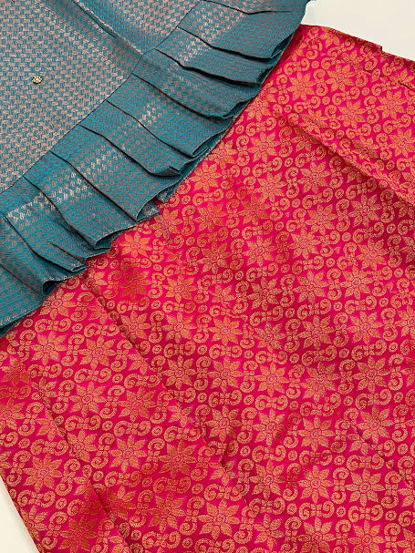 Green And Pink Color Art Silk Langa Set In Suncity