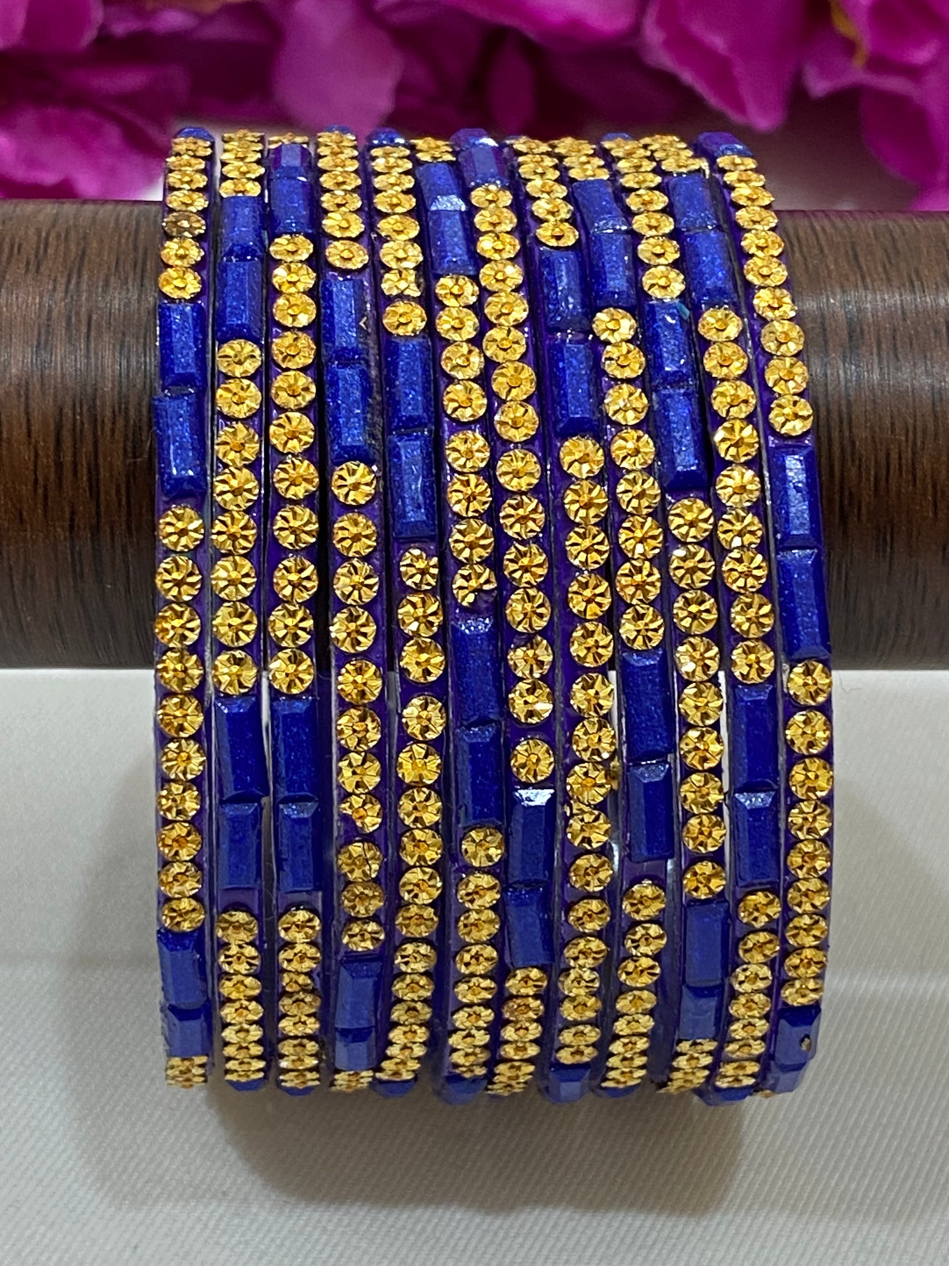 Blue Color Stone Design Glass Bangles Near Me