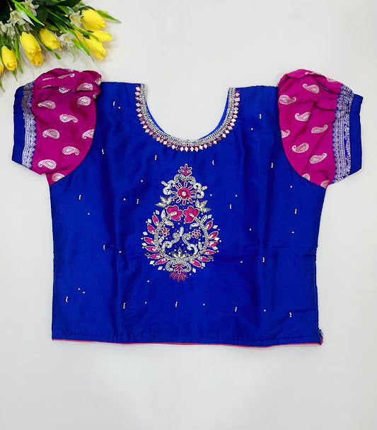 Blue Color Georgette With Embroidery And Mirror Work Girls In Tempe