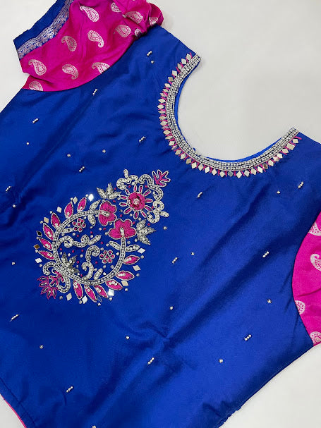Blue And Pink Color Georgette With Mirror Work Girls In Surprise