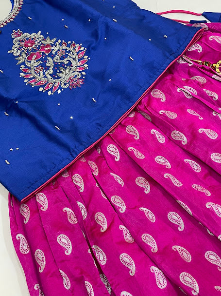 Blue And Pink Color Georgette With Embroidery Work Girls In Peoria