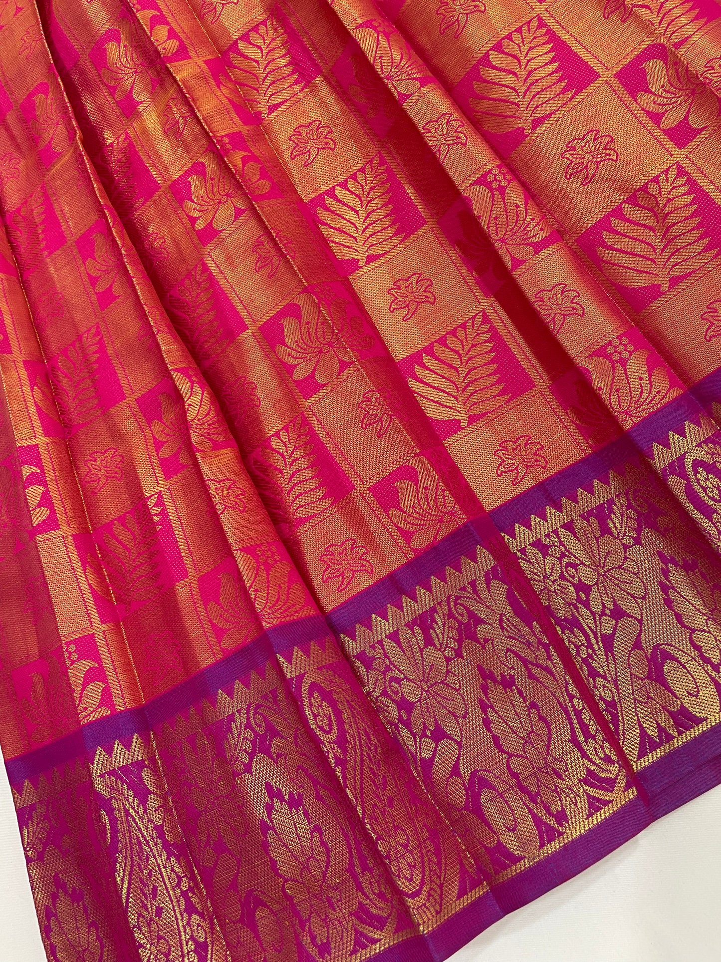 Pink Colored Art Silk Half Saree Set With Zari Work In Mesa