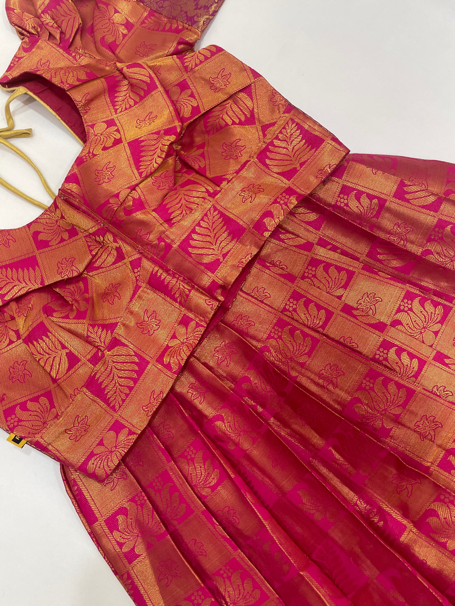 Pink Colored Art Silk Half Saree Set With Zari Work In Surprise