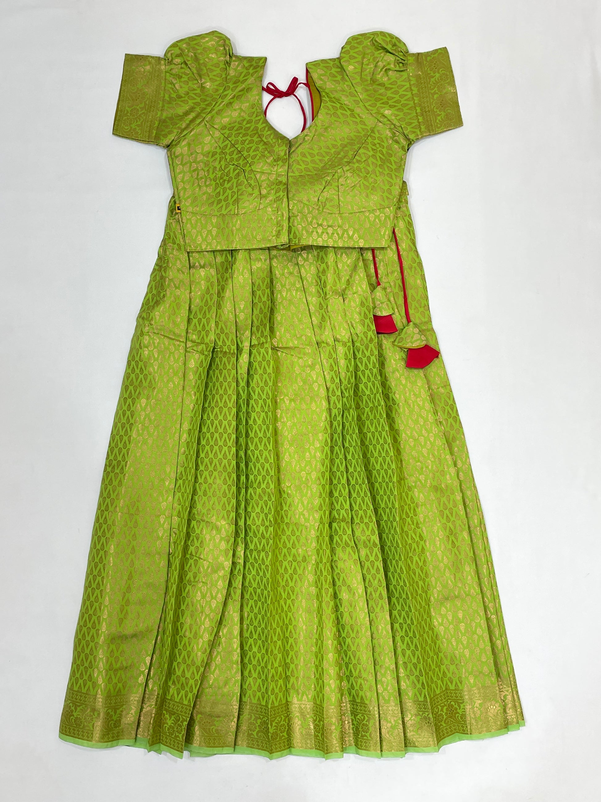 Beautiful Green Colored Art Silk Half Saree Set In Mesa