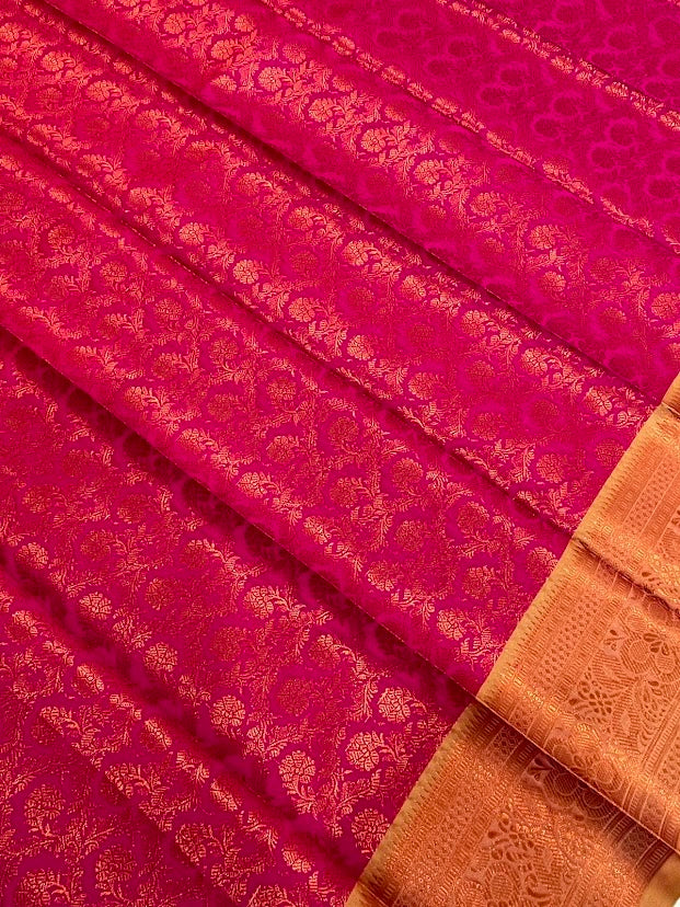 Pink Color Art Silk Saree With Silver Zari Work In Yuma