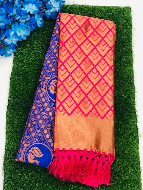 Contrast Rich Pallu Saree In Kingman