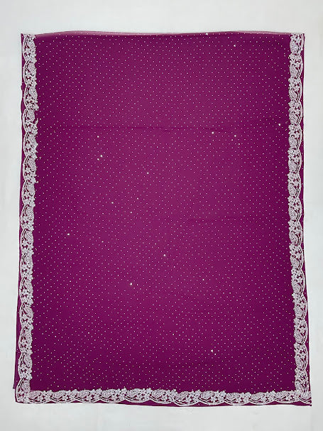 Wine Color Chiffon Saree With Stone Work In Mesa