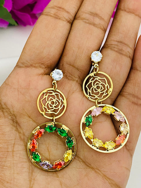 Multi Stone Designer Earrings In USA