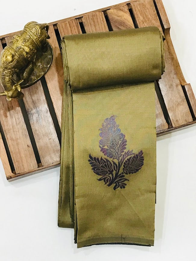 Olive Green Color Kanchi Soft Silk Saree For Women In Near Me