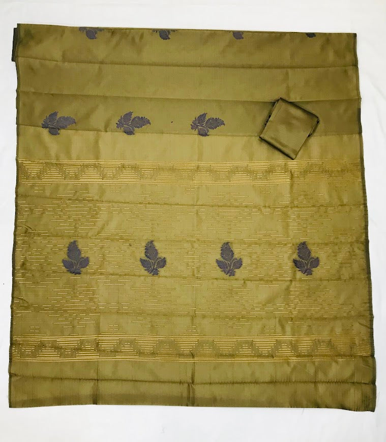 Olive Green Color Kanchi Soft Silk Saree For Women In Chandler