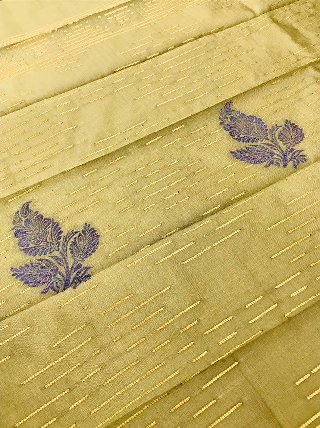 Olive Green Color Kanchi Silk Saree For Women In Yuma