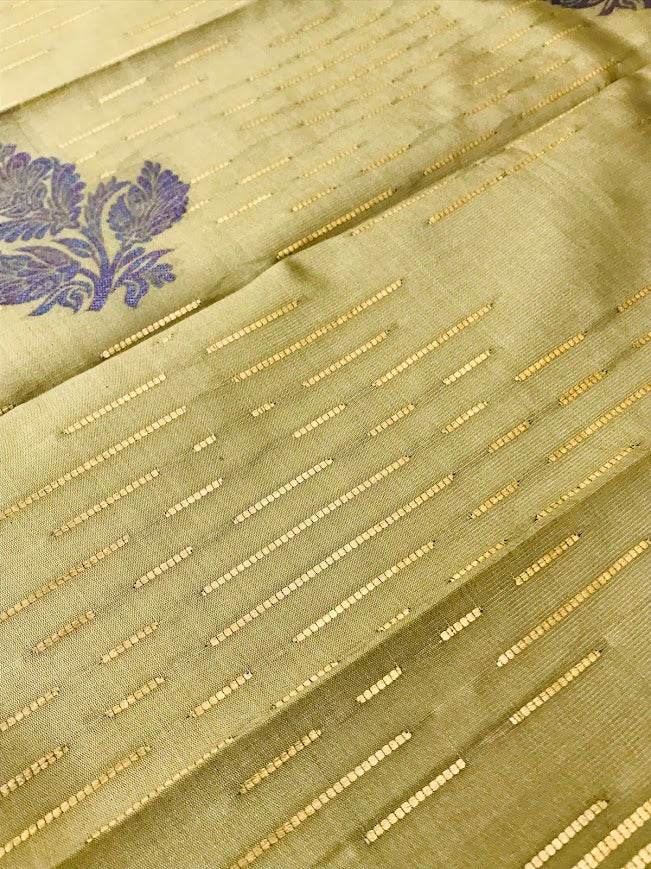 Olive Green Color Kanchi Soft Silk Saree For Women In Prescott
