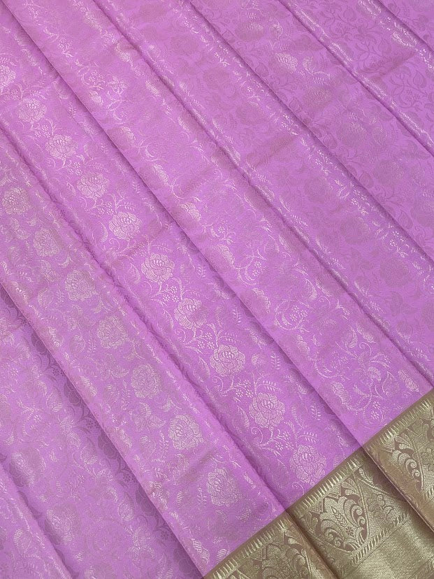 Pink Color Art Silk Saree With Silver Zari Work In Chandler