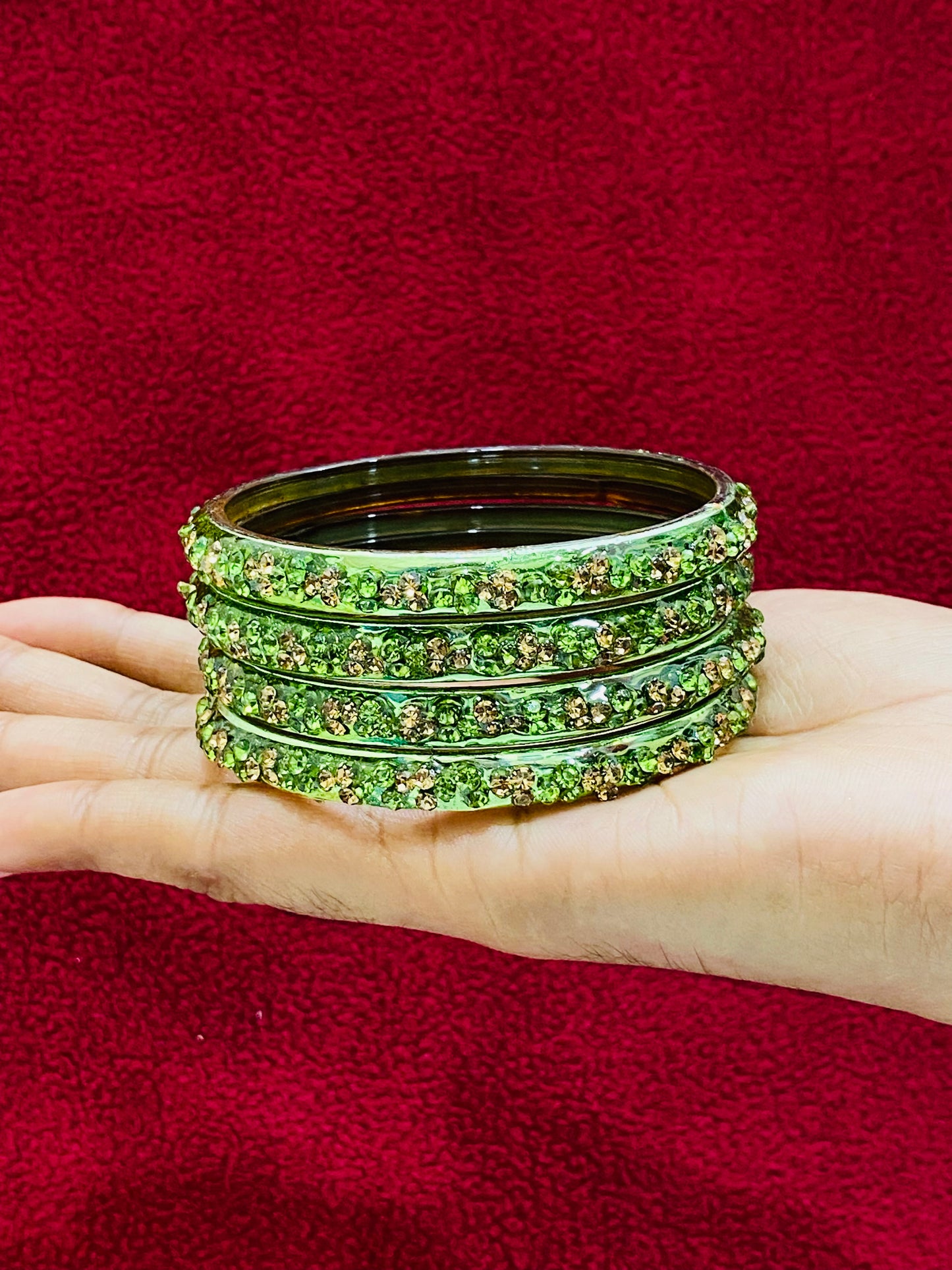 Stoned Design Glass Bangles in Chandler
