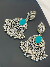 Graceful Complicated Design Turquoise Pearl Stone Earrings