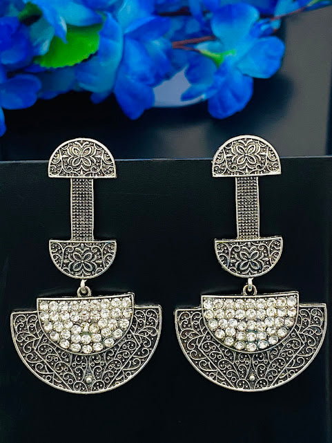 Charming Oxidized Trendy Semi Circle Designer Earrings