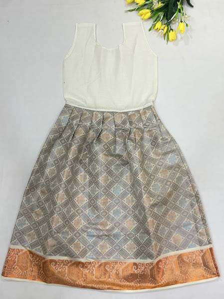 Purple And Cream Color Langa Set With Zari Work In Yuma