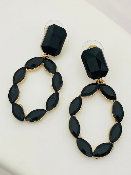 Attractive Stylish Latest Design Black Stoned Earrings