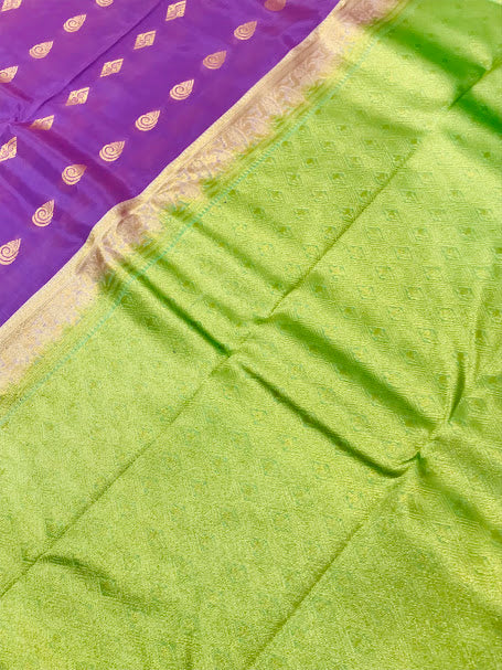 Lovely light Purple Color Pure Kanchi Silk Saree In Yuma