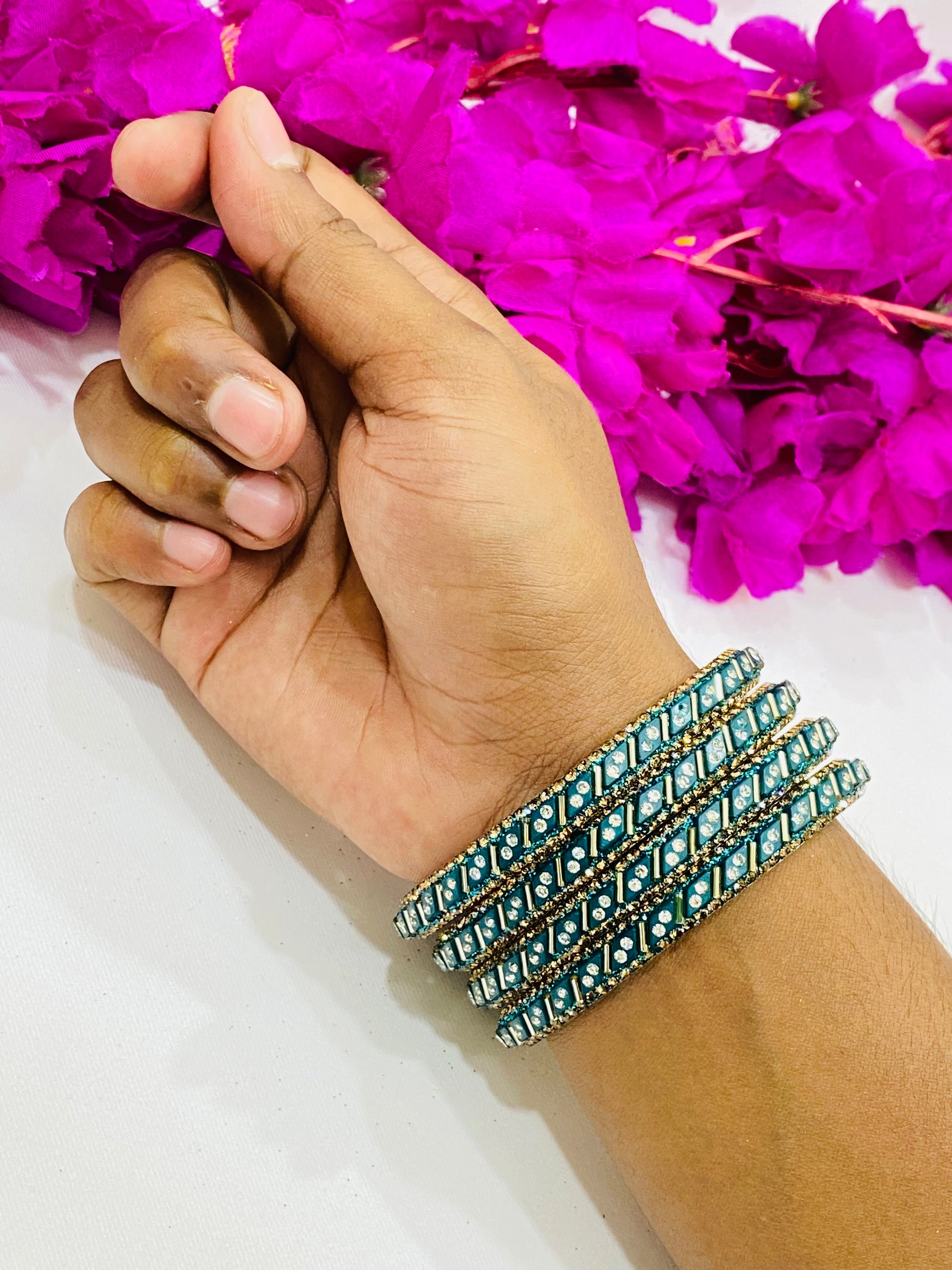 Lovely Teal Green Metal Bangles In USA