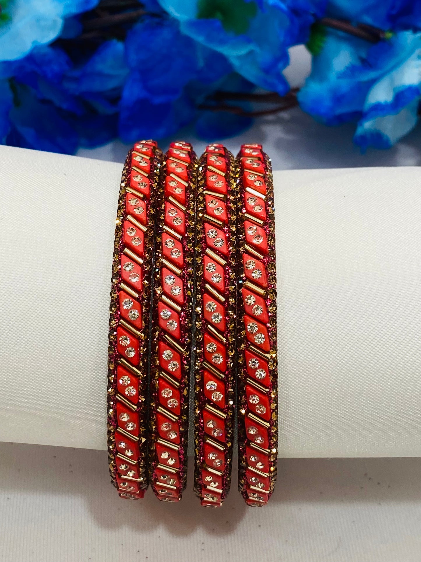 Exquisite Pink Color Bangles With Shine White Stone In USA