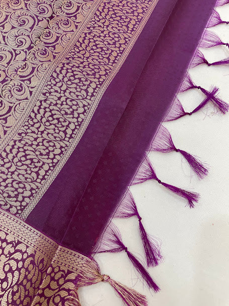 Orange Color Pure Kanchi Silk Saree - SILKMARK CERTIFIED