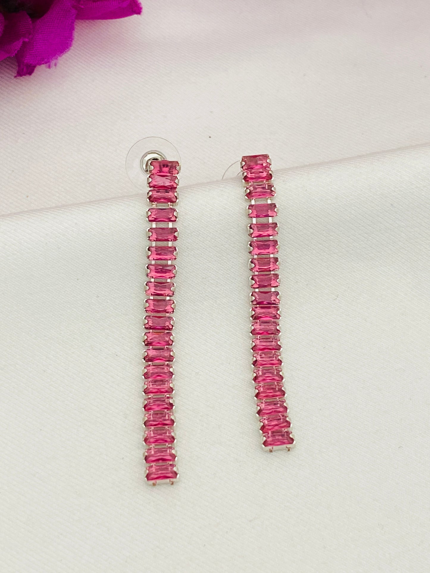Trendy Pink Color Long Earrings in USA