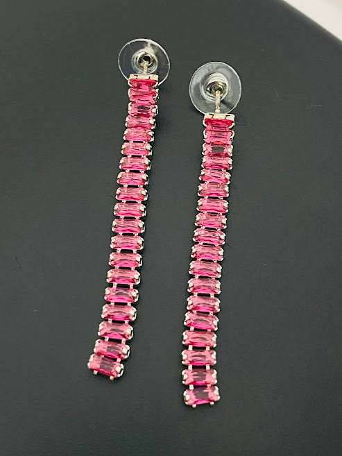 Gorgeous Trendy Pink Color Long Earrings