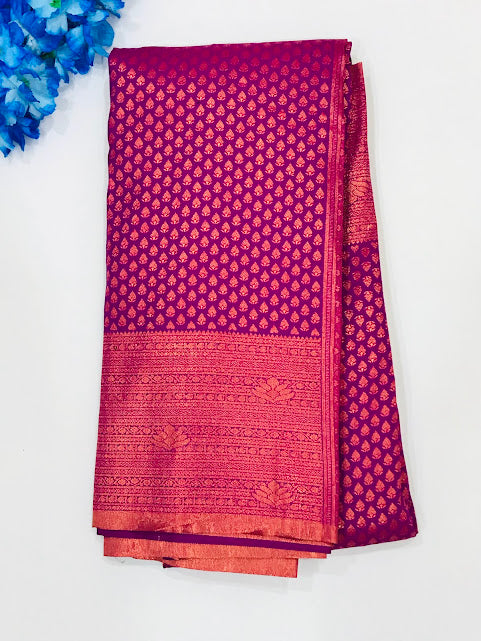 Gorgeous Purple Colored Art Silk Sarees For Women